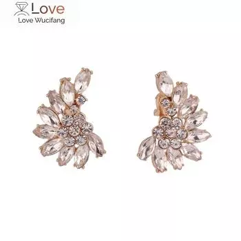 Серьги-клипсы белого и черного цвета без пирсинга для женщин, золотые серьги-кнопки с большими крыльями, ювелирные изделия, клипсы для ушей, новые белый