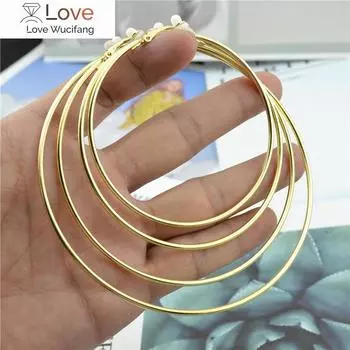 Серьги-клипсы без пирсинга, не проколотые, маленькие, большие, круглые, розовое золото, посеребренные кольца, классические трендовые серьги-кольца для женщин