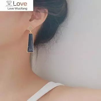 Серьги-клипсы без пирсинга женские длинные прямоугольные геометрические капли глазурь контрастные срезы ушей серьги-клипсы без пирсинга