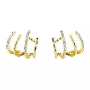 Серьги-клипсы для ушей с когтями, женские модные серьги с четырьмя зубцами золотой