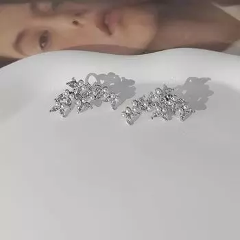 Серьги-клипсы Douyin Zircon Butterfly Earbones, женские высококачественные серьги-клипсы Sense Niche Temperament Pearl Earless