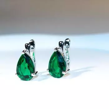 Серьги-клипсы Green Water Drop из серебра 925 пробы, модные серьги из стерлингового серебра с цирконием для женщин зелёный