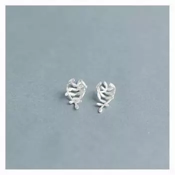 Серьги-клипсы из 100% стерлингового серебра 925 пробы с полыми ветками, серьги-манжеты для женщин и девочек без пирсинга, ювелирные изделия