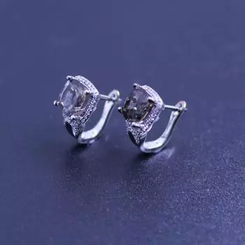 Серьги-клипсы из натурального дымчатого кварца с подушечкой 7 мм, стерлинговое серебро 925 пробы, ювелирные украшения для женщин, которые носят в офисе каждый день