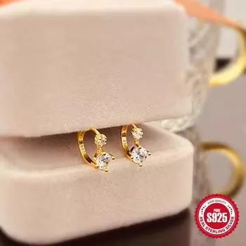 Серьги-клипсы из стерлингового серебра 925 пробы с бриллиантами и цирконами в готическом стиле, премиальные серьги, нишевые серьги в японском и корейском стиле 925 silver золотой