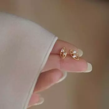 Серьги-клипсы из стерлингового серебра 925 пробы с маленьким листиком, изящные, с бриллиантами, блестящие, с бриллиантами 925