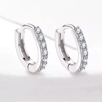 Серьги-клипсы из стерлингового серебра 925 пробы с японскими и корейскими бриллиантами, однорядные серьги-клипсы с бриллиантами, круглые серьги, женские легкие роскошные серьги в стиле ретро 925