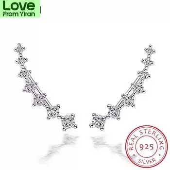 Серьги-клипсы из стерлингового серебра 925 пробы с четырьмя когтями и семью звездами из циркония для женщин