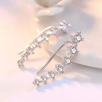 Серьги-клипсы из стерлингового серебра 925 пробы с четырьмя когтями и семью звездами из циркония для женщин