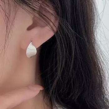 Серьги-клипсы из стерлингового серебра 925 пробы с геометрическим рисунком в виде круга и текстурой, женские универсальные серьги на осень и зиму серебряный