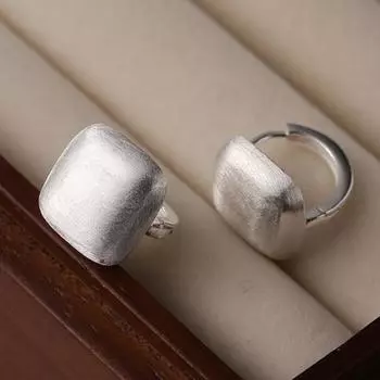 Серьги-клипсы из стерлингового серебра Heavy Industry Frosted Brushed Square S925, женские серьги Ins Niche Design Refined Wild 925