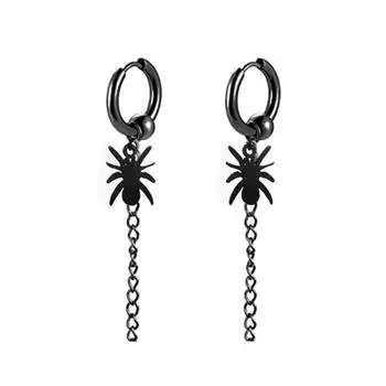 Серьги-клипсы из титановой стали в стиле панк, серьги для мужчин и женщин, модные корейские серьги особой формы с индивидуальным дизайном One Size чёрный