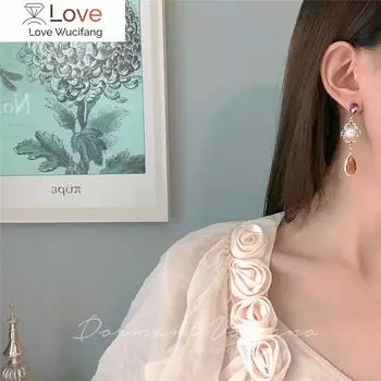 Серьги-клипсы из жемчуга в корейском стиле, без пирсинга, элегантные коричневые серьги-клипсы в форме капли воды в стиле барокко для женщин и леди