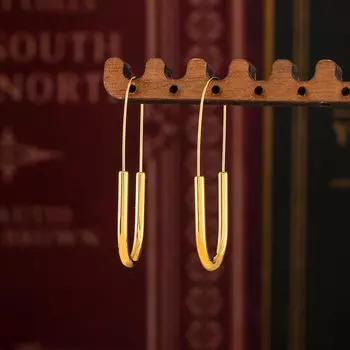 Серьги-клипсы из золота, персонализированные, простые, из титановой стали, покрытые настоящим золотом 18 карат