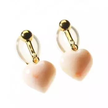 Серьги-клипсы кораллового цвета, в форме сердца, серебряные, неокрашенные белый