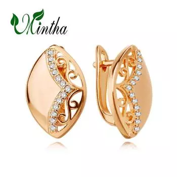 Серьги-клипсы MINTHA, модные модные украшения, серьги-гвоздики с кубическим цирконием для женщин, серьги цвета розового золота A