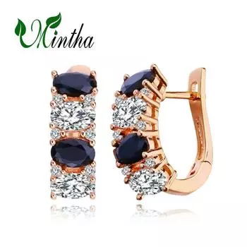 Серьги-клипсы MINTHA, модные модные украшения, черные полые серьги-гвоздики с кубическим цирконием для женщин, серьги цвета розового золота A