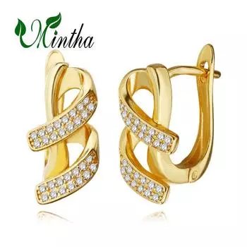 Серьги-клипсы MINTHA, модные модные украшения, серьги-гвоздики с кубическим цирконием для женщин, серьги цвета розового золота A