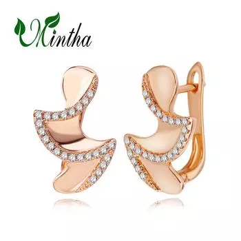 Серьги-клипсы MINTHA, модные модные украшения, серьги-гвоздики с кубическим цирконием для женщин, серьги цвета розового золота A
