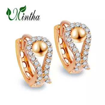Серьги-клипсы MINTHA, модные модные украшения, серьги-кольца с кубическим цирконием для женщин, серьги цвета розового золота A