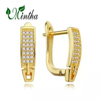 Серьги-клипсы MINTHA, модные модные ювелирные изделия, серьги-гвоздики с кубическим цирконием для женщин, серьги золотого цвета A