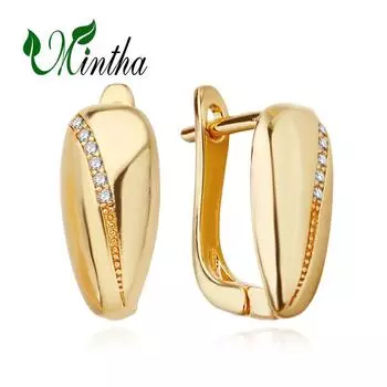 Серьги-клипсы MINTHA, модные модные ювелирные изделия, серьги-гвоздики с кубическим цирконием для женщин, серьги золотого цвета A