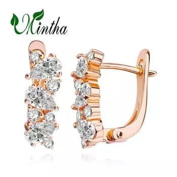 Серьги-клипсы MINTHA, модные серьги цвета розового золота, свадебные повседневные модные украшения, серьги с геометрической формой из кубического циркония для женщин, свадебные серьги с геометрической формой A