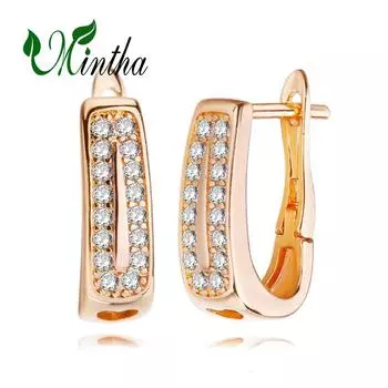 Серьги-клипсы MINTHA, модные серьги цвета розового золота, свадебные повседневные модные украшения, серьги с геометрической формой из кубического циркония для женщин, свадебные серьги с геометрической формой A