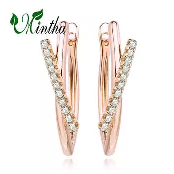 Серьги-клипсы MINTHA, модные серьги цвета розового золота, свадебные повседневные модные украшения, длинные серьги с кубическим цирконием для женщин, свадебные серьги с геометрией A