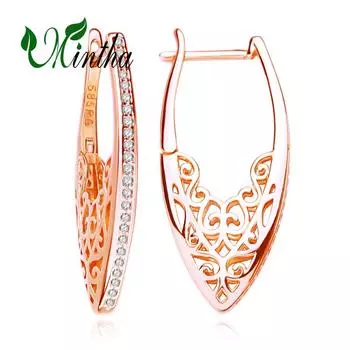 Серьги-клипсы MINTHA, модные серьги цвета розового золота, свадебные повседневные модные украшения, серьги с полым цирконием для женщин, свадебные серьги A