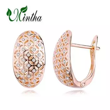 Серьги-клипсы MINTHA, модные серьги цвета розового золота, свадебные повседневные модные украшения, серьги с геометрической формой из кубического циркония для женщин, свадебные серьги с геометрической формой A