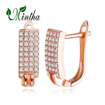 Серьги-клипсы MINTHA, модные серьги-клипсы цвета розового золота, свадебные повседневные модные украшения, серьги с кубическим цирконием для женщин, свадебные серьги-клипсы A