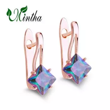 Серьги-клипсы MINTHA, модные серьги-клипсы цвета розового золота, свадебные повседневные модные украшения, серьги с кубическим цирконием для женщин, свадебные серьги-клипсы A