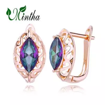 Серьги-клипсы MINTHA, модные серьги цвета розового золота, свадебные повседневные модные украшения, серьги с геометрической формой из кубического циркония для женщин, свадебные серьги с геометрической формой A