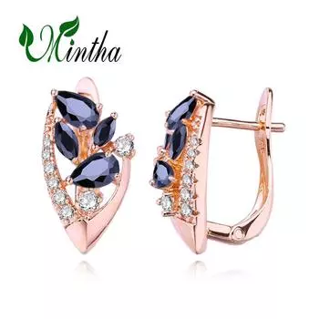 Серьги-клипсы MINTHA, модные свадебные повседневные модные украшения, черные серьги с цирконием для женщин, серьги A