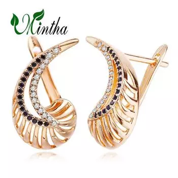 Серьги-клипсы MINTHA, модные свадебные повседневные модные украшения, черные серьги с цирконием для женщин, серьги A