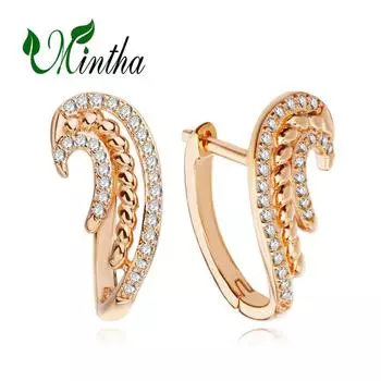 Серьги-клипсы MINTHA, модные свадебные повседневные модные ювелирные изделия цвета розового золота, серьги с кубическим цирконием для женщин, свадебные серьги A