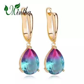 Серьги-клипсы MINTHA, модные золотые свадебные повседневные модные украшения, серьги с геометрической геометрией из кубического циркония для женщин, свадебные серьги с геометрической формой A