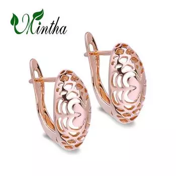 Серьги-клипсы MINTHA, трендовые серьги цвета розового золота, свадебные повседневные модные украшения, полые серьги для женщин, свадебные серьги A