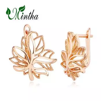 Серьги-клипсы MINTHA в форме листьев, модные свадебные повседневные модные ювелирные серьги цвета розового золота для женщин, свадебные серьги A