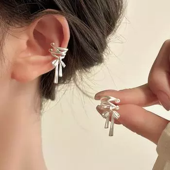 Серьги-клипсы с бантом из стерлингового серебра 925 пробы, не требующие прокалывания, для женщин, темпераментных, для меньшинств, уникальный дизайн серебряный