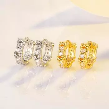 Серьги-клипсы с бриллиантами Cross Design, женские, простые, темпераментные, люкс, микро, инкрустированные цирконием, универсальные серьги-кольца