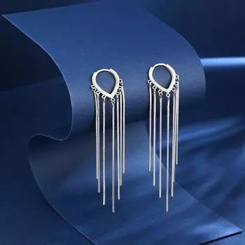 Серьги-клипсы с кисточками в виде змеиной кости S925 Loving Heart из стерлингового серебра, простые и легкие, с чувством роскоши, длинные 925