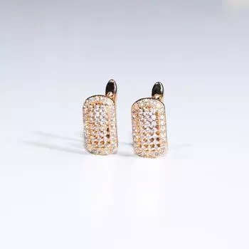 Серьги-клипсы с полым белым цирконием, позолоченные цирконием, модные ювелирные изделия золотой