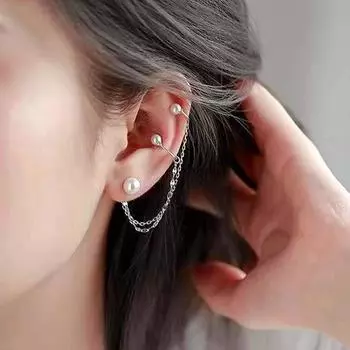 Серьги-клипсы с жемчугом для женщин без проколотых ушей, элитные серьги в корейском стиле, нишевые серьги-клипсы с косточкой для ушей