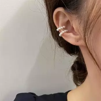 Серьги-клипсы с жемчугом, серьги-каффы в форме кости без проколов, минималистичные серьги для женщин, ювелирные изделия 1pair