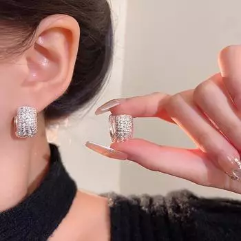 Серьги-клипсы в стиле ретро в стиле Гонконга с текстурой в форме буквы U для женщин 1 pair золотистый