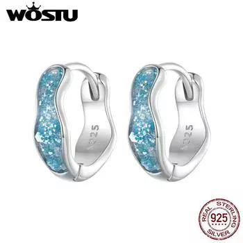 Серьги-клипсы WOSTU из стерлингового серебра 925 пробы с мерцающими волнами для женщин, ювелирные украшения 925 silver