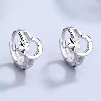 Серьги-клипсы XINGX из стерлингового серебра 925 пробы в корейском стиле для милых девушек, элегантные серебряные аксессуары в форме пентаграммы 925