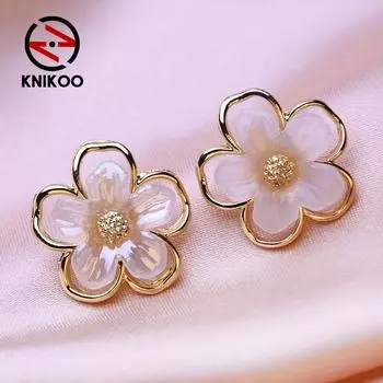 Серьги KNIKOO для женщин, модные серьги с цветком, ювелирные изделия для свадебной вечеринки, подарки, серьги A